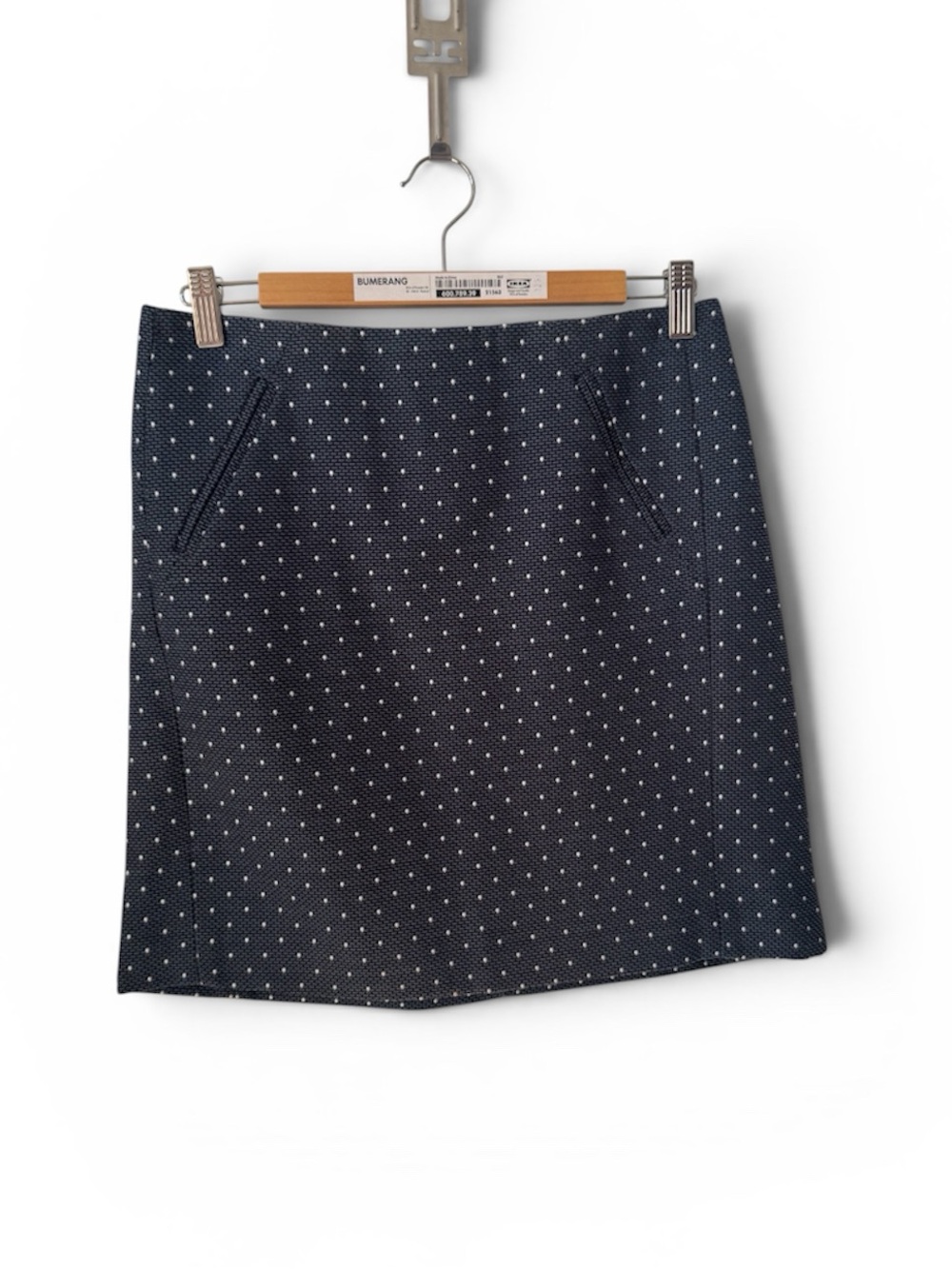 LOFT Navy Mini Skirt with White Polka Dots